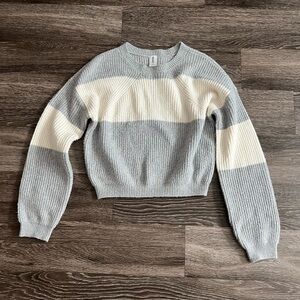 Women’s abound grey and white striped chunky sweater